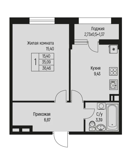 1-комнатная