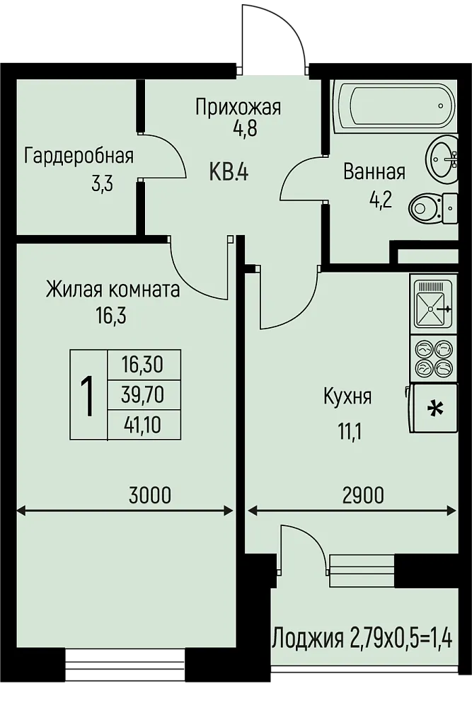 1-комнатная