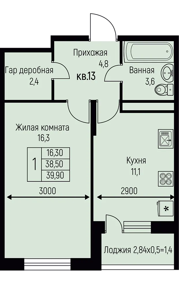 1-комнатная